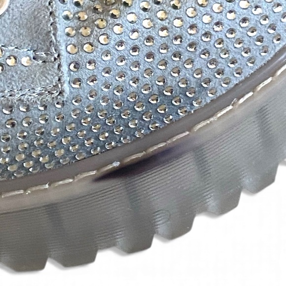 STEVE MADDEN Dynamite Rhinestone Silver Glitter Platform Lug Sole Combat Boots - Picture 10 of 17